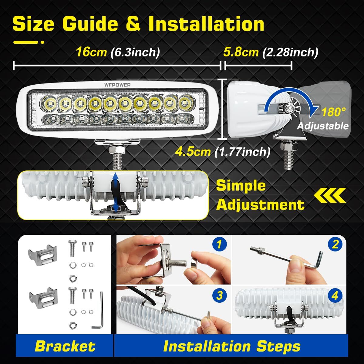 WFPOWER LED Marine Boat Lights, 6.3Inch White & Blue Spreader 2 In 1 Deck Spo…