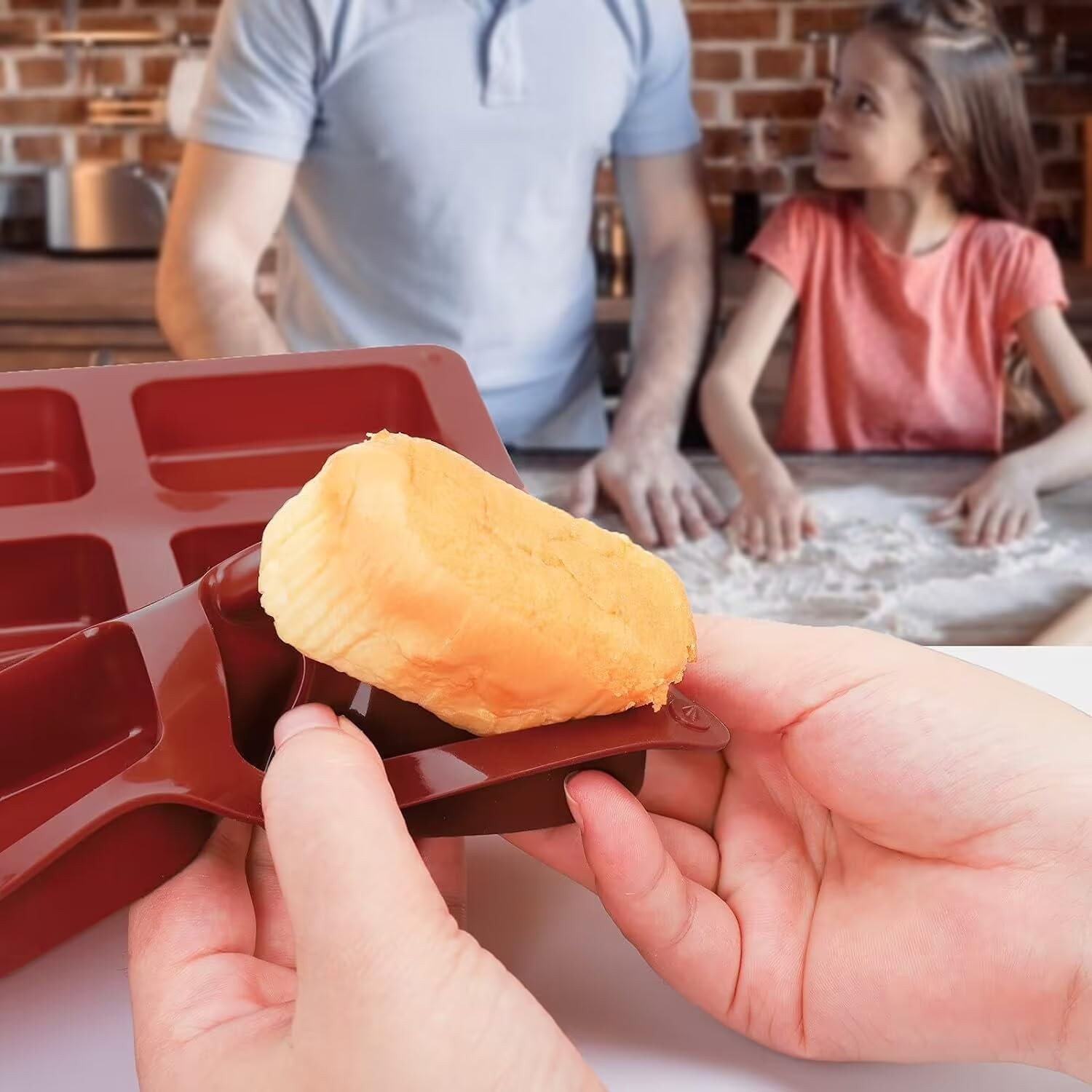 2 Pack Silicone Mini Loaf Pan, 12 Cavity Bread Pan Brownie L, Brown