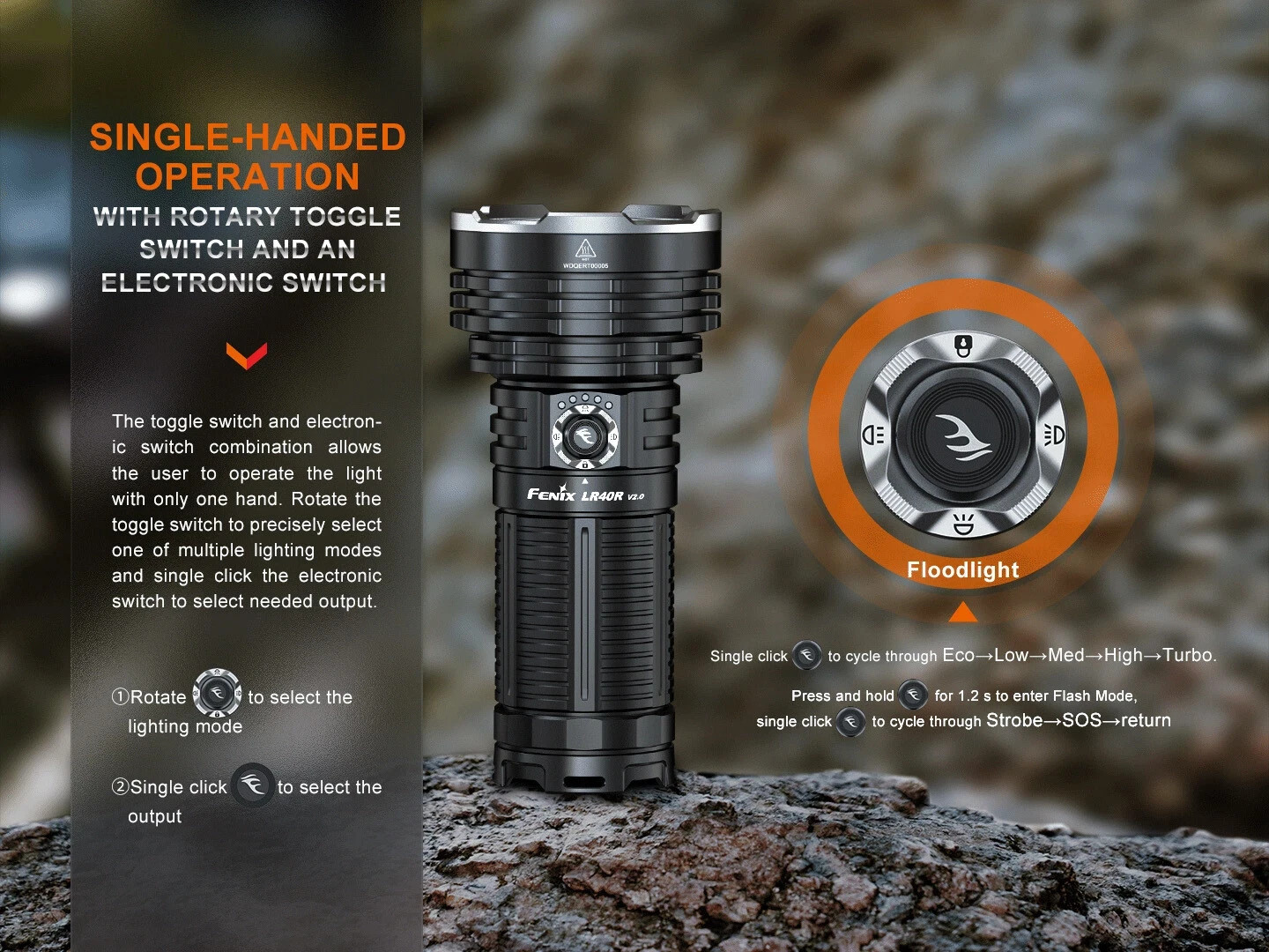 Fenix LR40R V2.0 15,000 Lumen Super Bright Rechargeable Flashlight