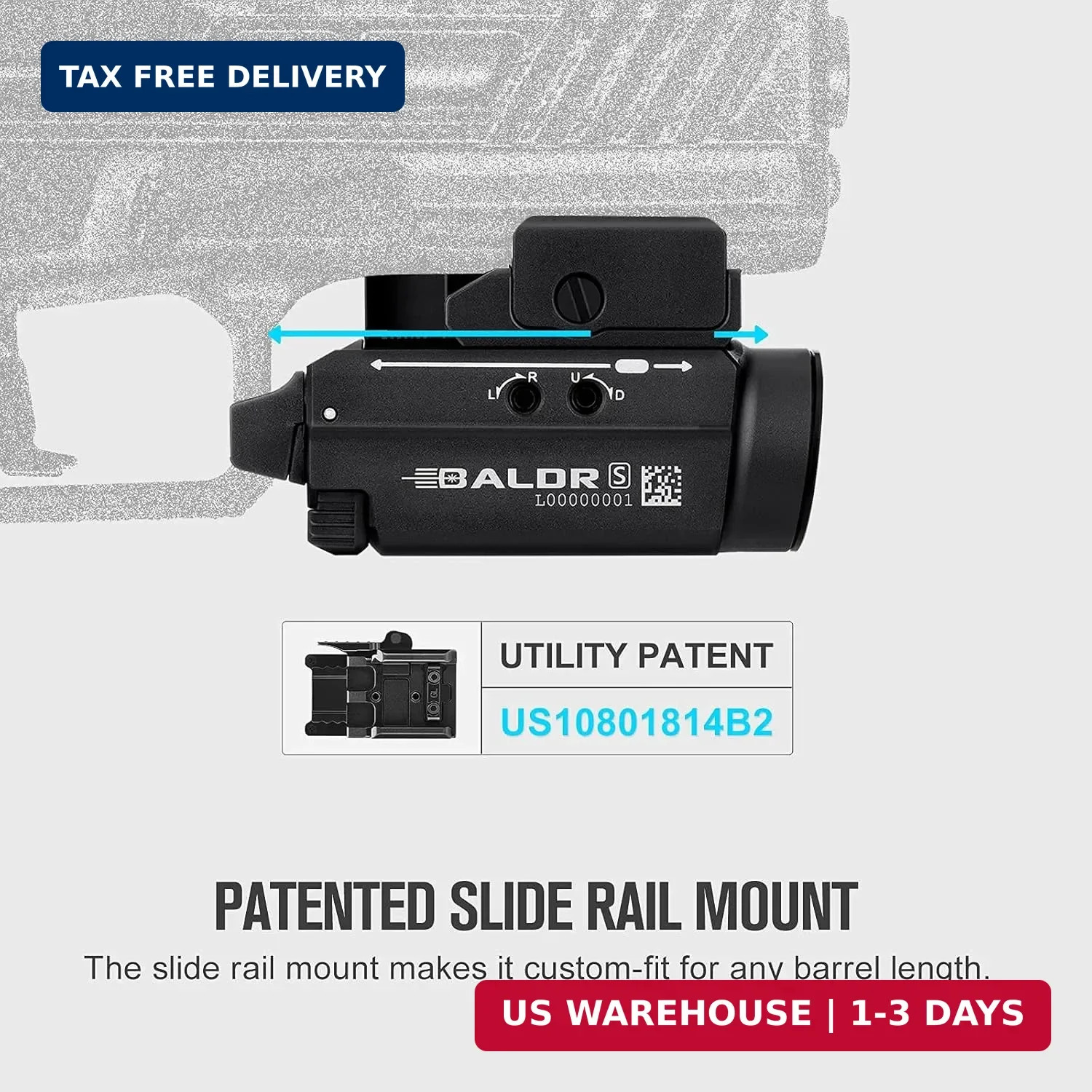 OLIGHT Baldr S 800 Lumens Compact Rail Mount Weaponlight with Green Beam and Whi