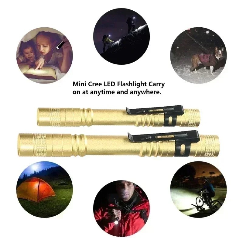 Mini Portable LED Flashlight Powered by AAA Battery with Pen Clip