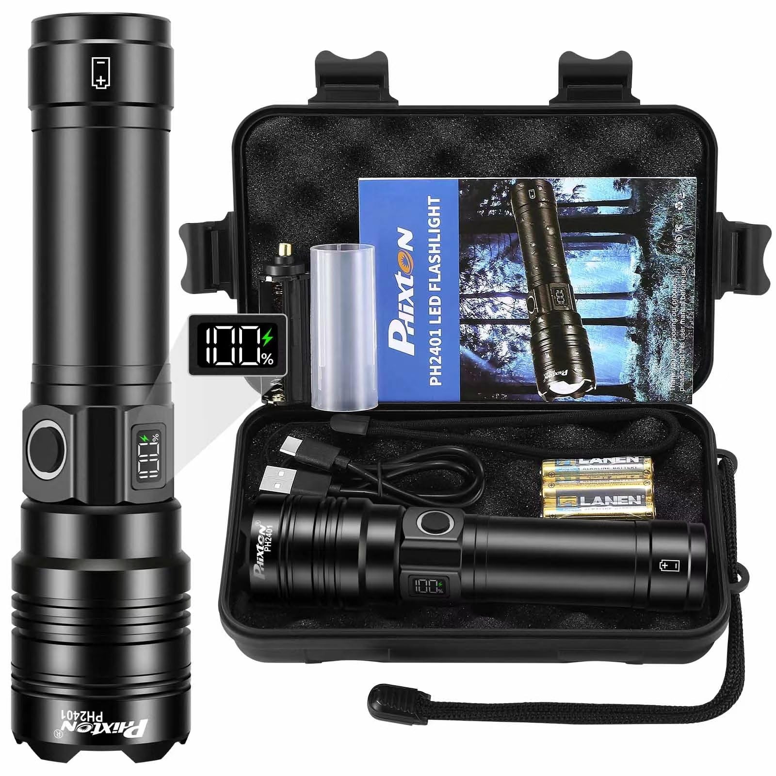 Rechargeable Flashlights 100000 High Lumens Long Range 3280 FT, Super Bright …