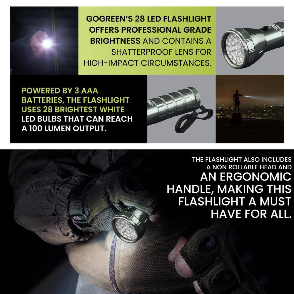 28 LED Professional Flashlight, Silver