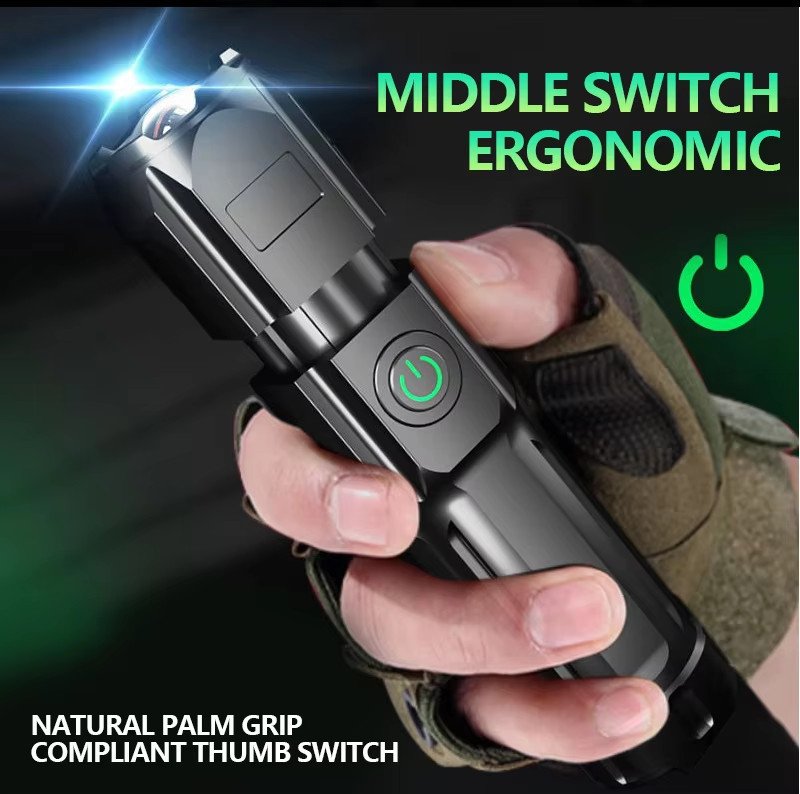 Rechargeable 990000LM LED Flashlight Tactical Police Super Bright Torch Zoomable