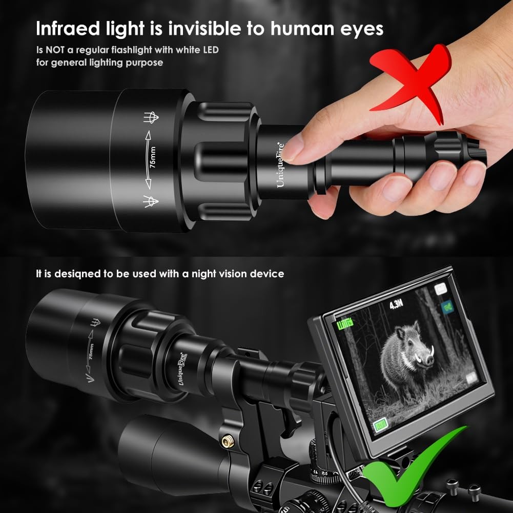 1605 850nm Ir Illuminator Flashlight Lights For Night Vision Zoomable Infrared F
