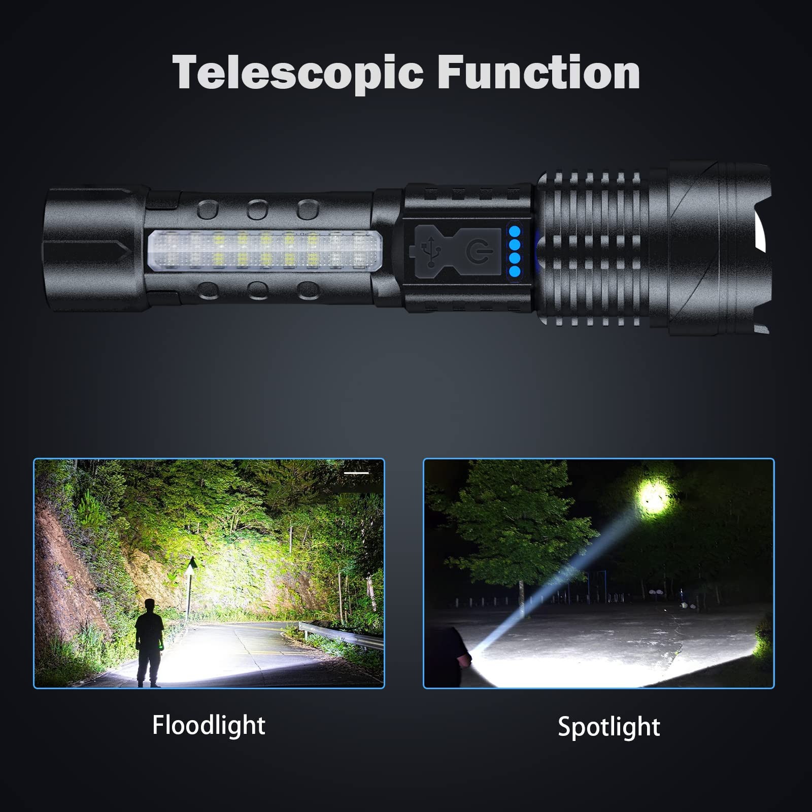 Flashlight High Lumens Rechargeable 2 Pack, 90000 Lumen Super Bright Led Flas…