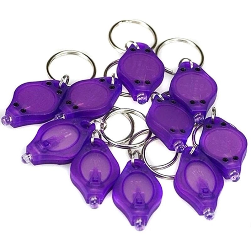 20 PCS UV Flashlight Mini Keychain LED Torch Light Blacklight Key Ring Lights