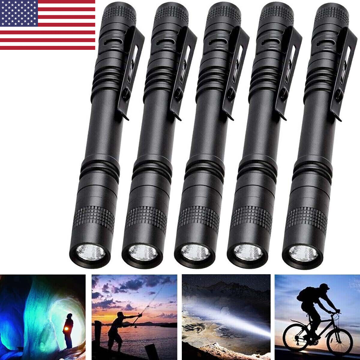 1/20 PACK LED Flashlight Mini Light Penlight Pocket Pen Torch Lamp Inspection