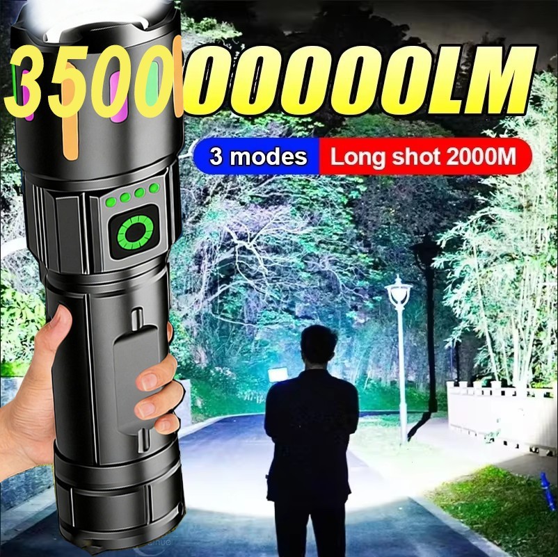 350000000 Lumen Super Bright LED Tactical Flashlight Rechargeable Work Light+-##