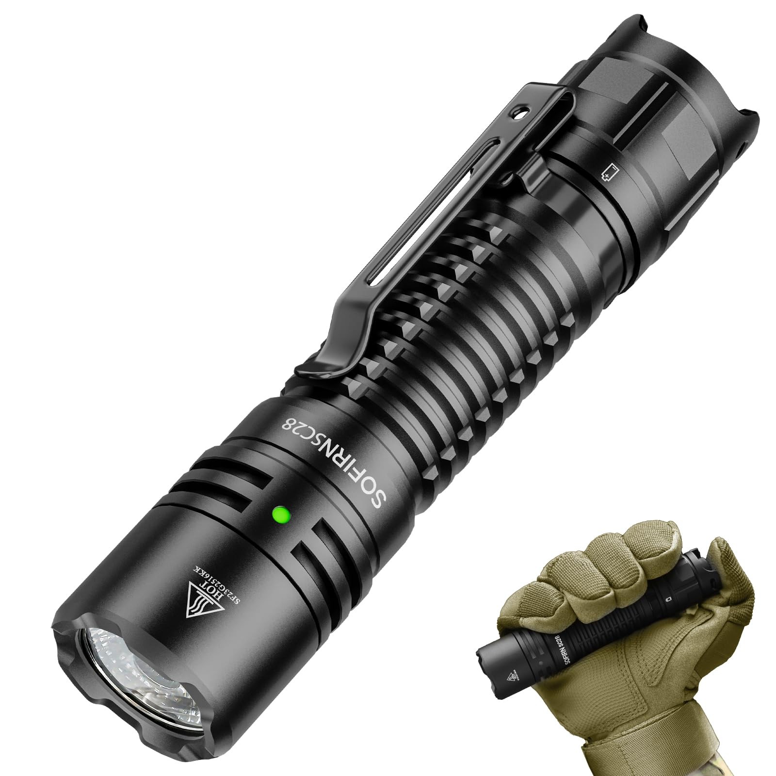 Sofirn SC28 Pocket Flashlight 2800 High Lumens, Rechargeable Tactical Black