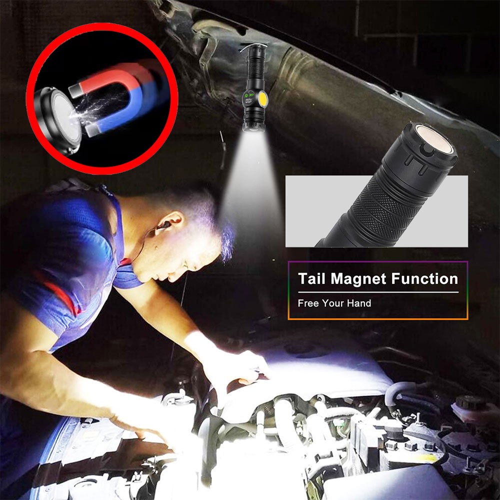 10000LM Laser LEP Flashlight Yellow Red Light Zoom USB Charging Magnetic Torch