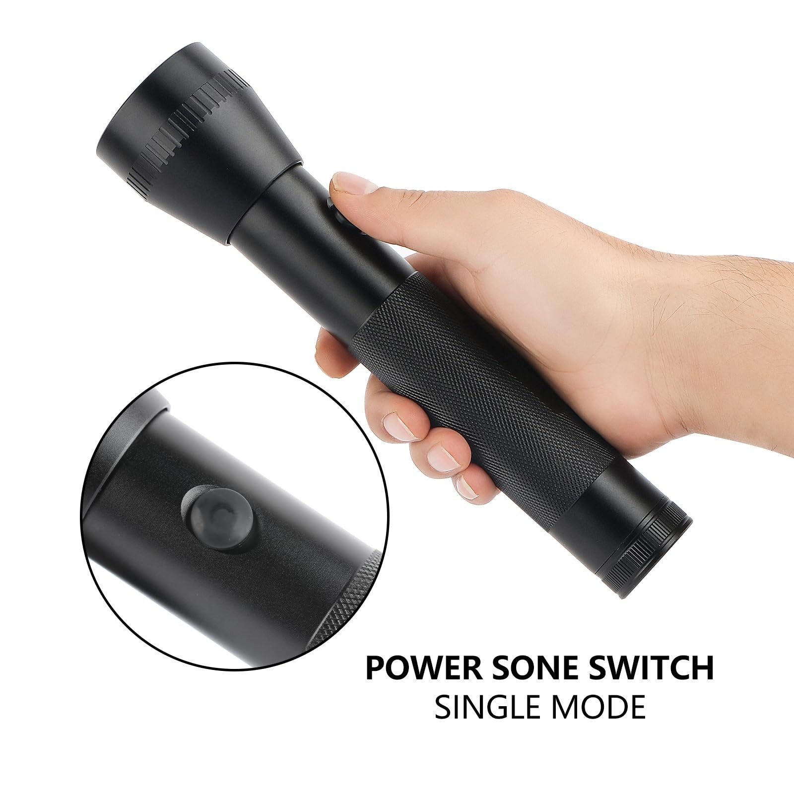 Flashlight 2-Cell D LED High Lumens Single Mode Aluminum Rugged Metal 1 Pack