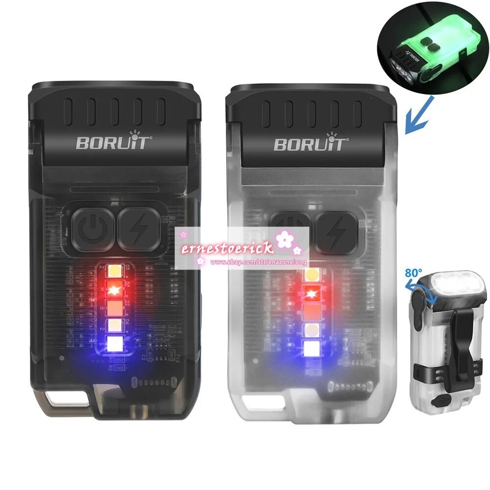 BORUiT V15 LED Keychain EDC Flashlight Type-C Rechargeable V15 Torch Work Light
