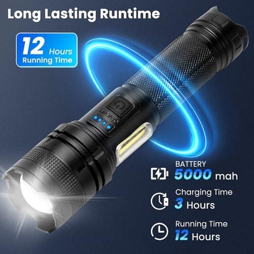 Rechargeable LED Flashlight High Lumens 90000 Super Bright 7 Modes Two Pack
