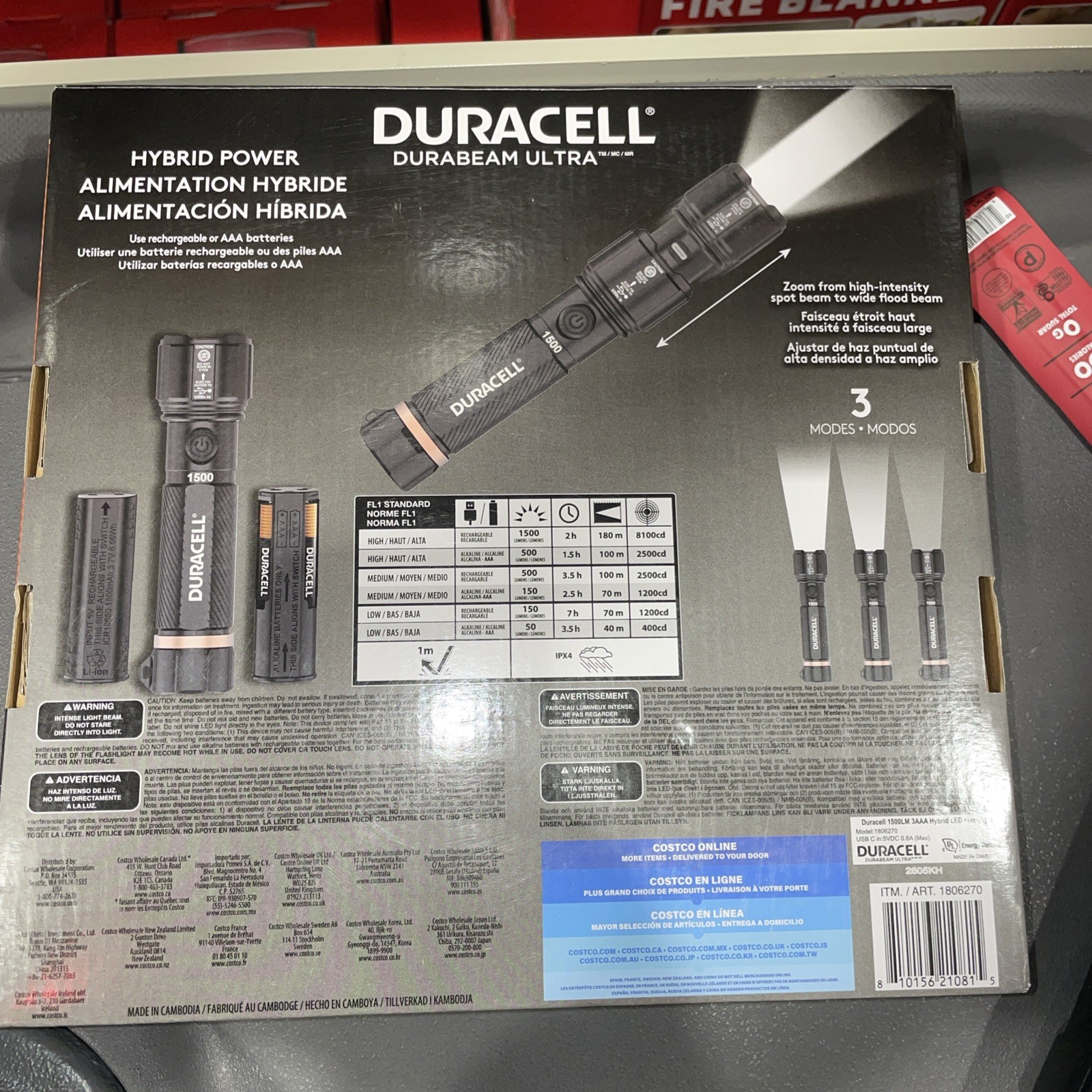 Duracell Rechargeable Durabeam Ultra 1500 lumens Hybrid LED Flashlight 4-Pack