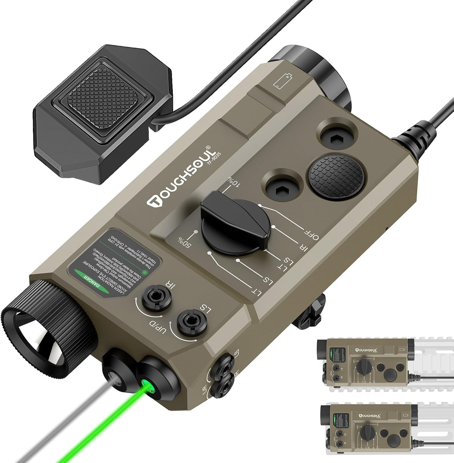 Tactical Flashlight Green Laser Combo, 1200 Lumens