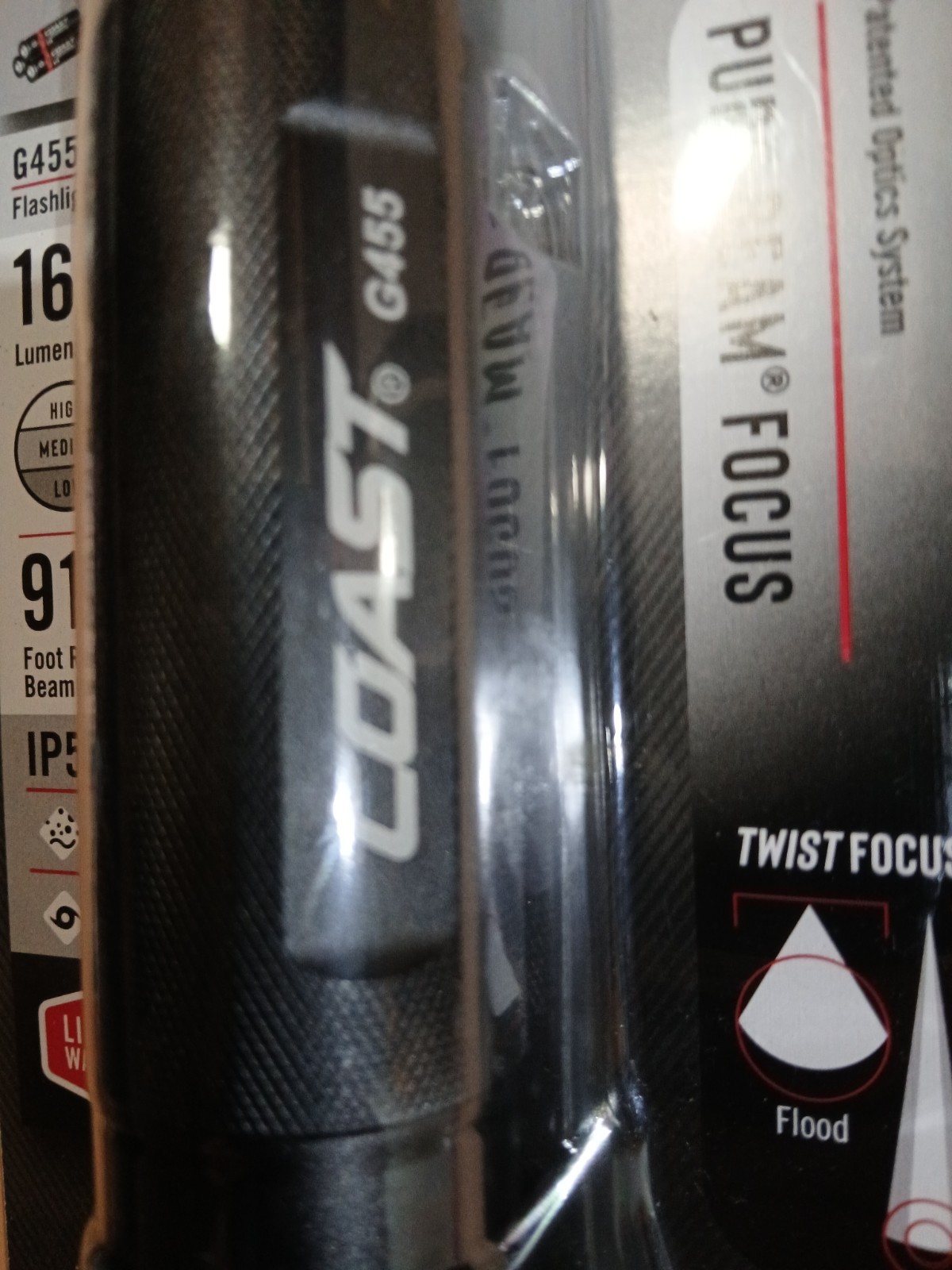 Brand New Coast G455 Bright LED Flashlight 1630 Lumens w/ Batteries Focus Beam