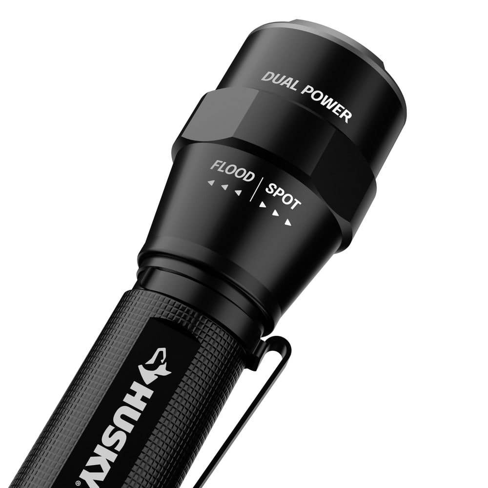 Husky 1200 Lumens Dual Power LED Flashlight w/ Battery & USB-C Cable