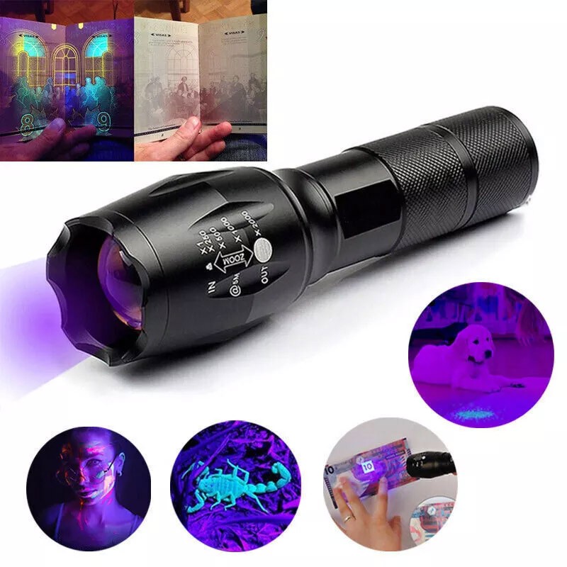 12UV Ultraviolet Flashlight Black Light 395nm 365nm Detector Urine Pet Stains