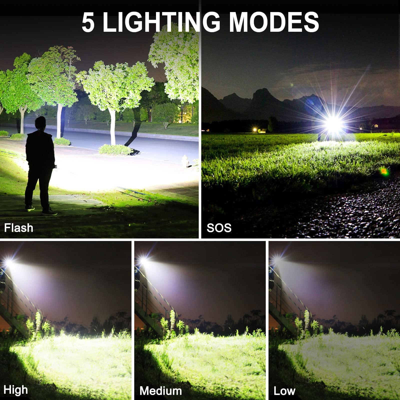 Flashlight 6000 mAh battery Type-C charging port, made of aluminum alloy