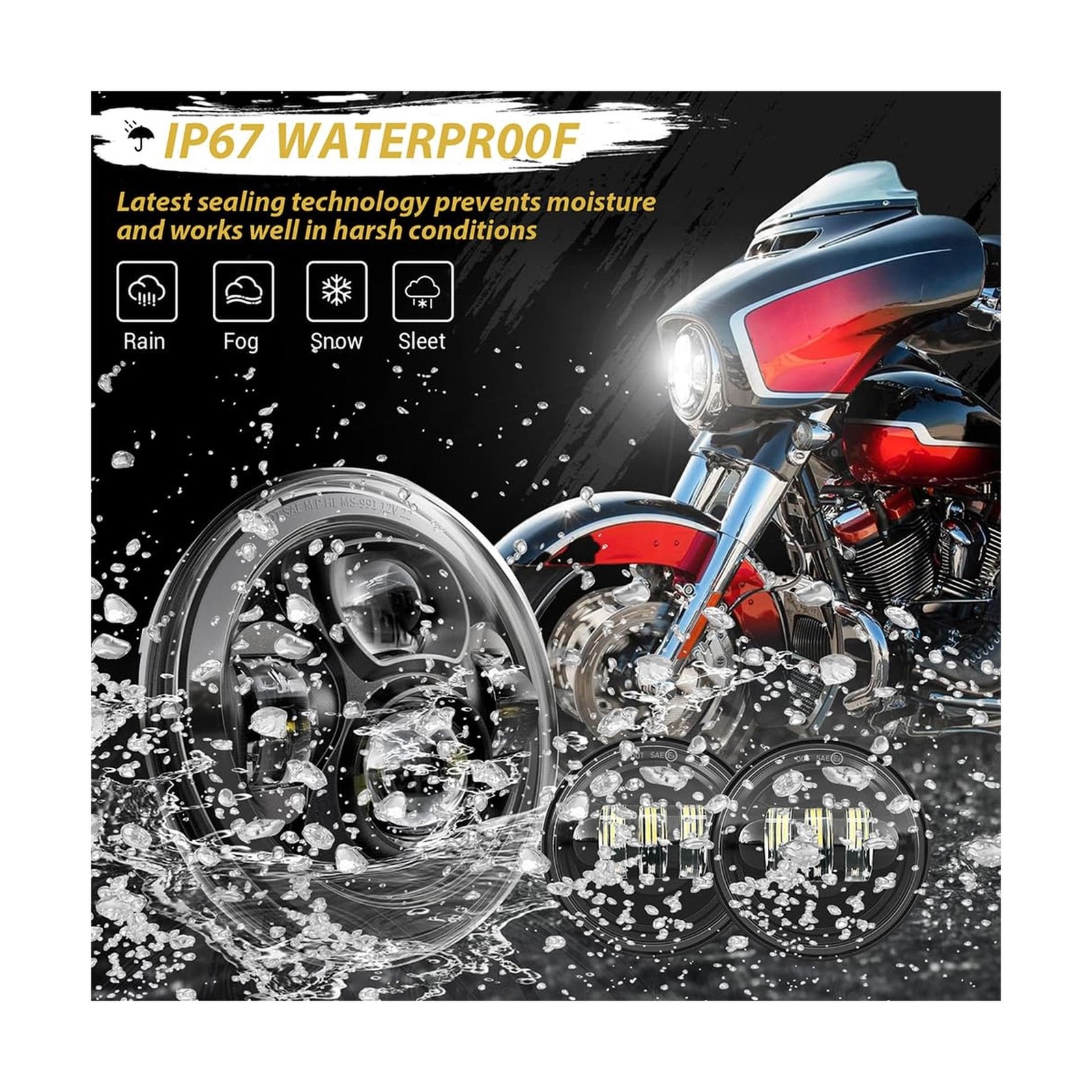 New 7 Inch Motorcycle LED Headlight 4.5 Inch Fog Passing Lights DOT Kit For H…