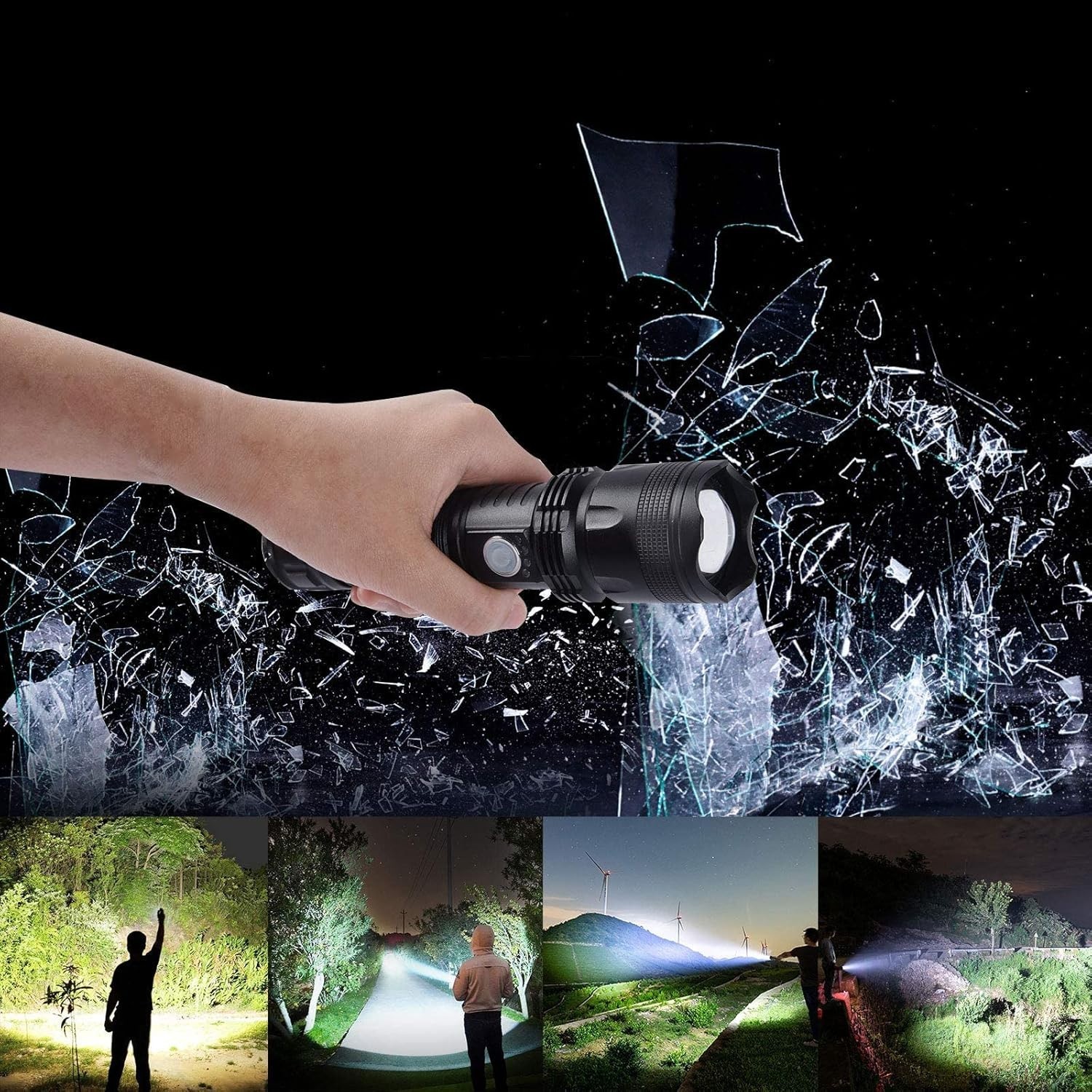 90000 Lumens Rechargeable Tactical Flashlight – Waterproof & Powerful LED Light