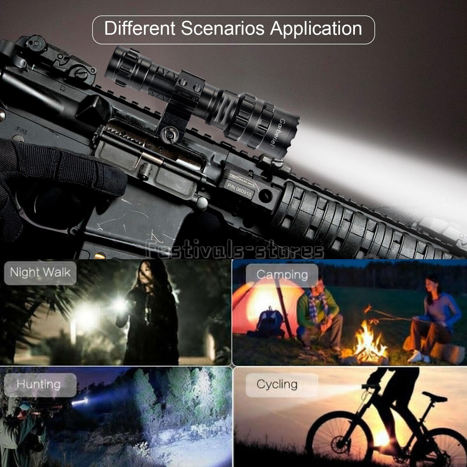 900000 Lumens Tactical Gun Flashlight Picatinny Rail Mount for Hunting Shooting