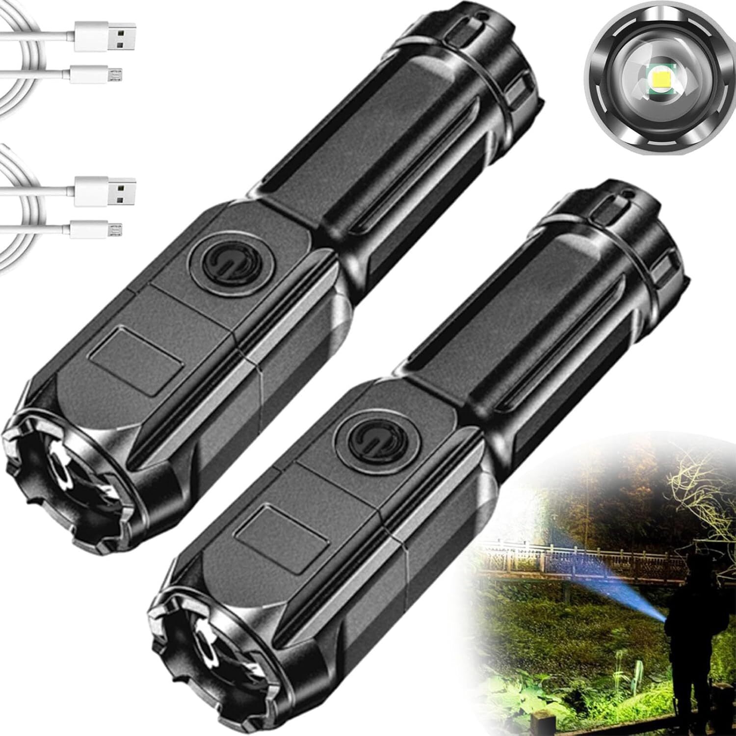 Rechargeable 990000LM LED Flashlight Tactical Police Super Bright Torch Zoomable