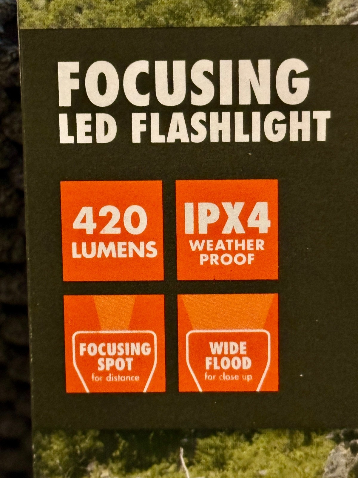 Ozark Trail 420 Lumen LED Flashlight Focus Beam IPX4 Waterproof + Batteries