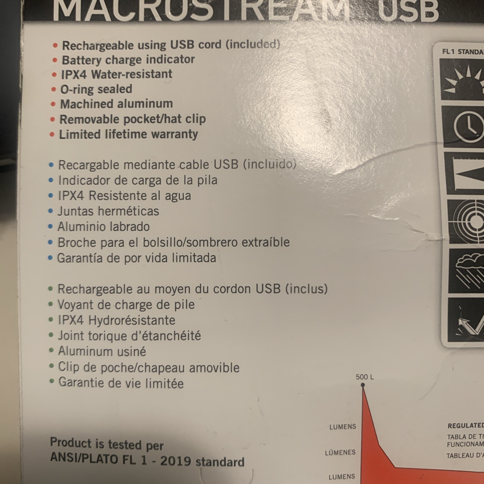 Streamlight MacroStream USB Rechargeable Flashlight USB Cord 500 Lumens Black