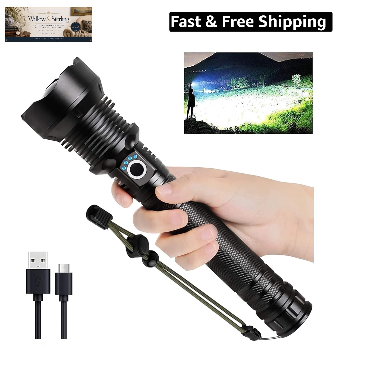 Rechargeable LED Flashlights High Lumens, 99,000 Lumens Super Bright Flashlig…