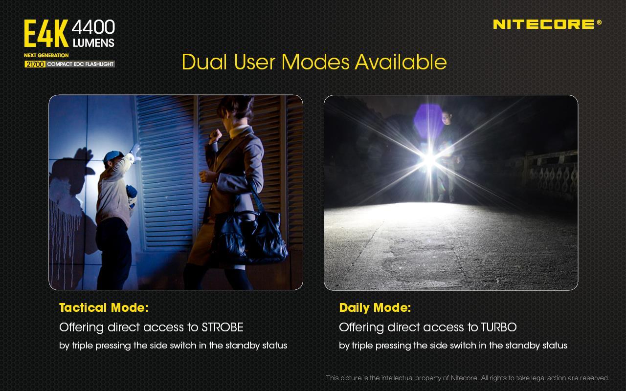 Nitecore E4K 4400 Lumen high powered Flashlight with 5000 mAh rechargeable Batte