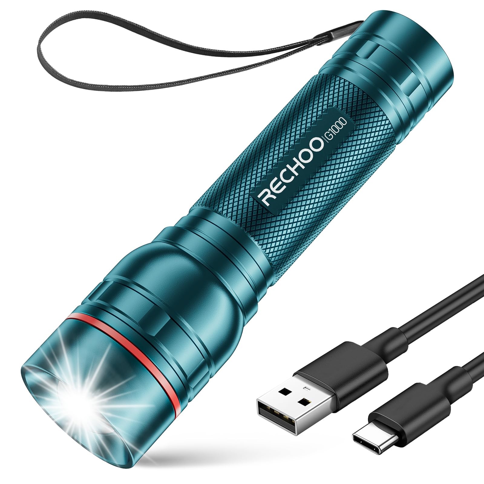 Rechargeable Flashlight 1 Pack, Bright Military Grade Torch Light High Lumens…