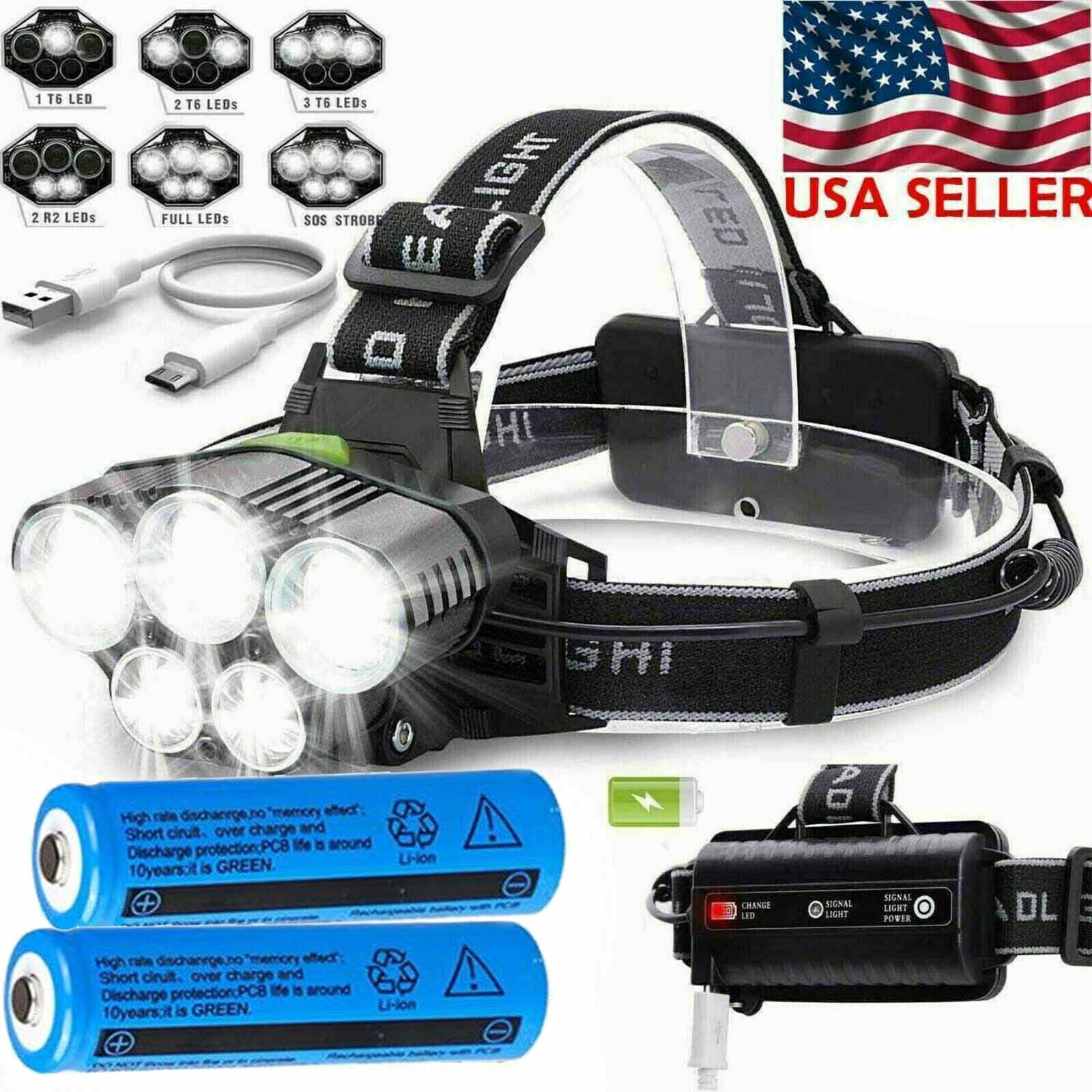 5X Headlamp Rechargeable Headlight 18650 Flashlight Head Torch ☆