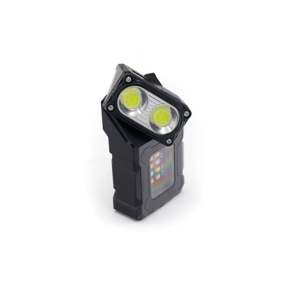 Tactical flashlight, COB LED light with built-in swivel head + USB Type-C magnet