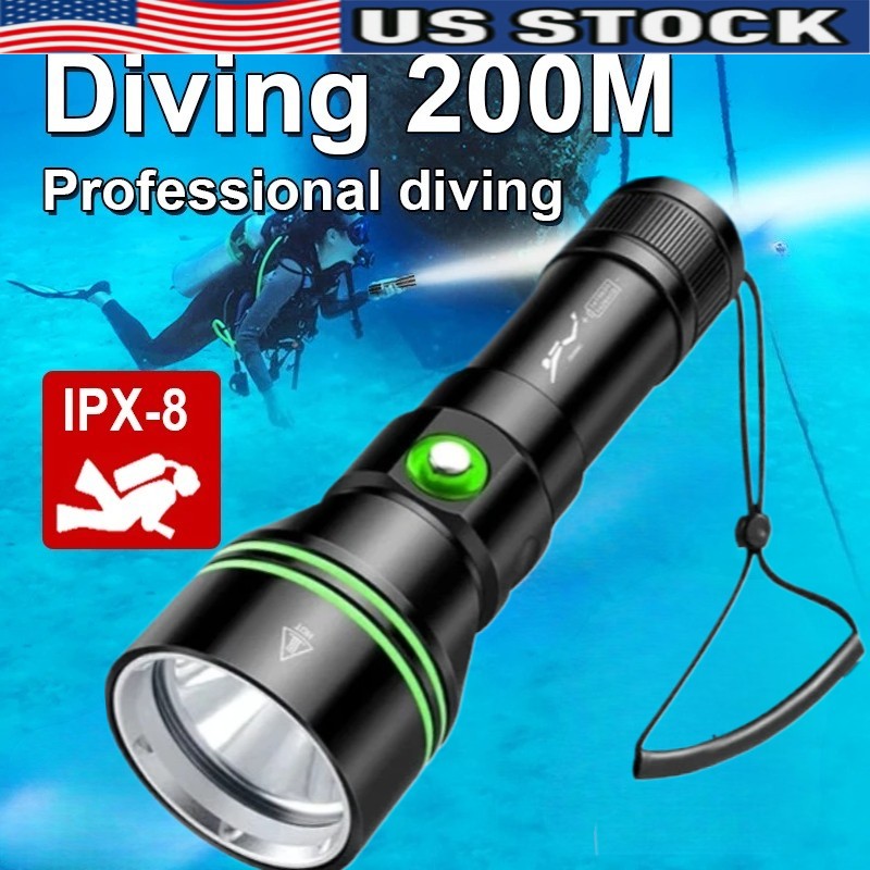 Professional Underwater Diving Flashlight LED Waterproof Dive Lamp Scuba Torch