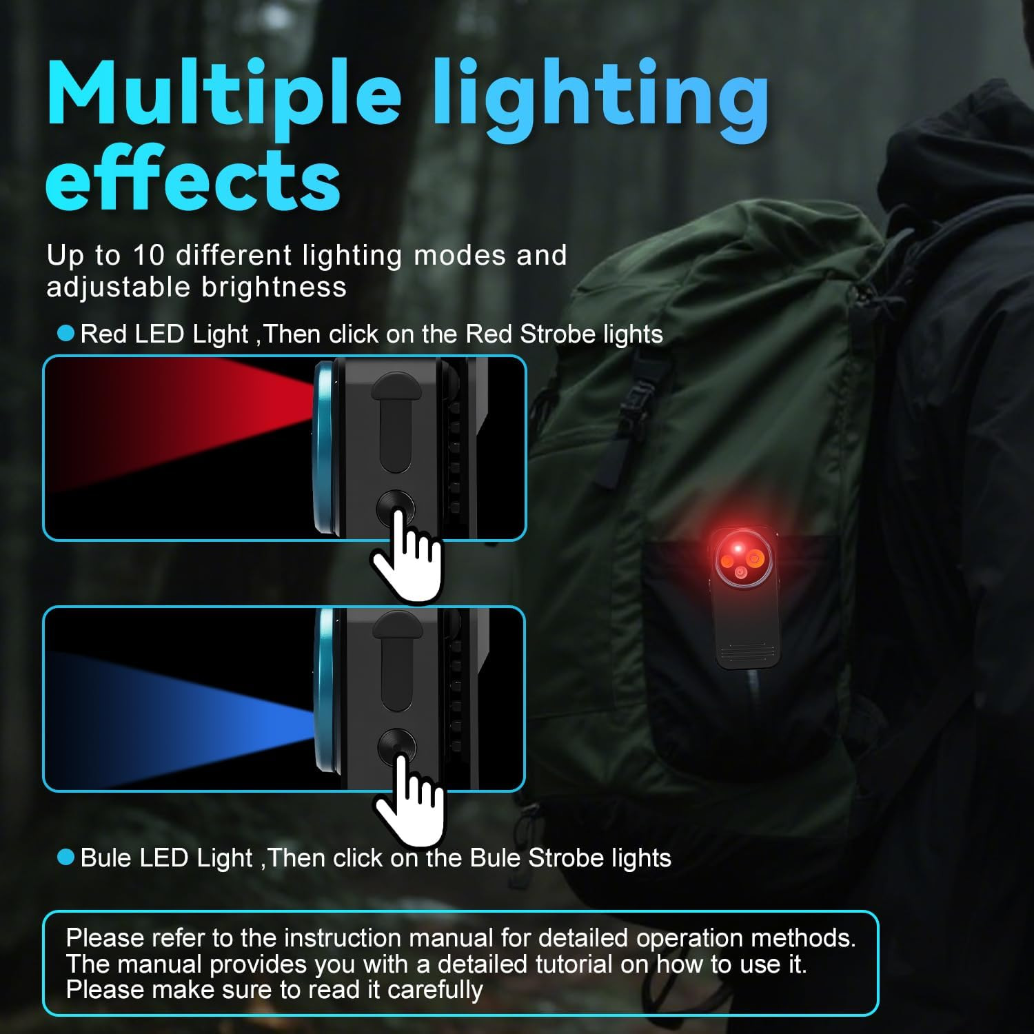 600 Lumen Rechargeable Clip-On Flashlight (Black) 4 Light Super Bright Pocket