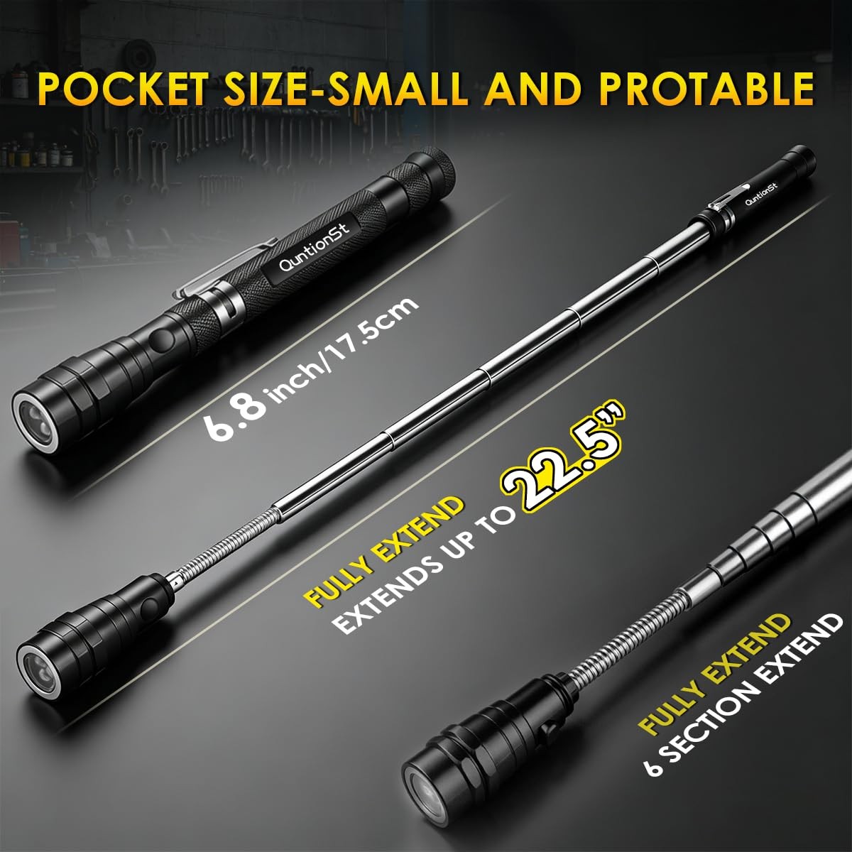 Gifts for Men, Magnetic Pickup Tool with LED Flashlight -Telescoping Magnetic…