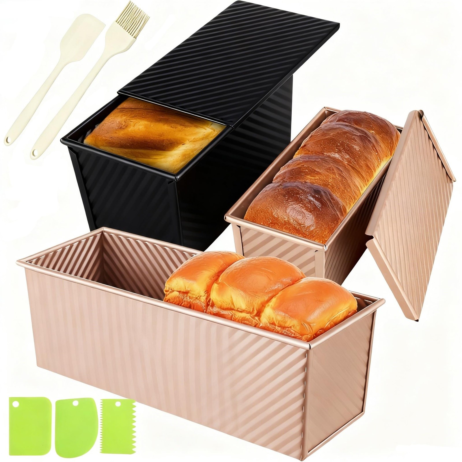 YURTKUMAS 3 Pack Set Pullman 2.2LB & 1LB & 0.8, Dark gold & Black & rose