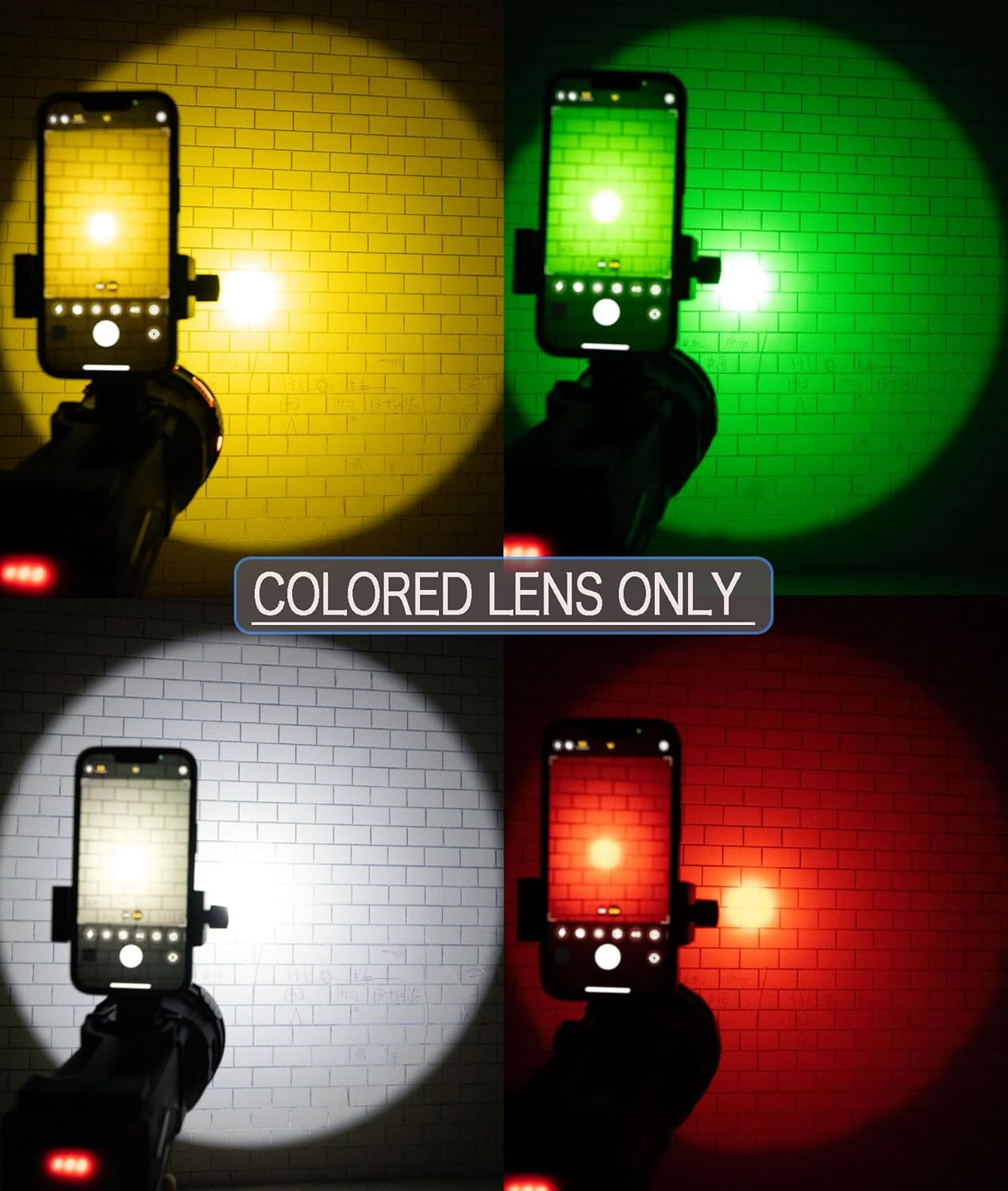 High Lumen 1200,000 LED Spotlight with Phone Holder & 4 Color Filters