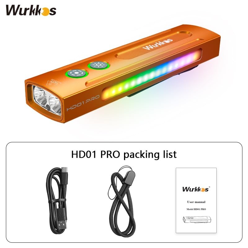 Wurkkos HD01PRO UV & White LED Rechargeable EDC Flashlight, Orange