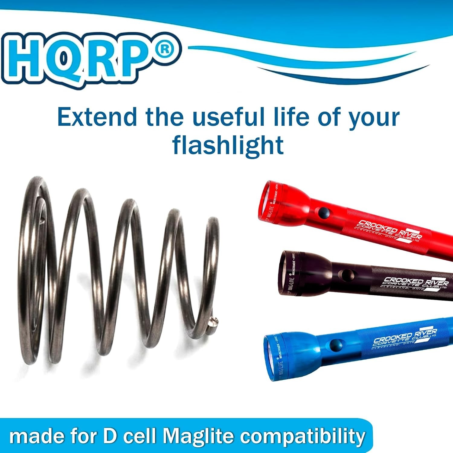 Tail Cap Battery Spring for D Cell Maglite Flashlight, Repair Contact Spring