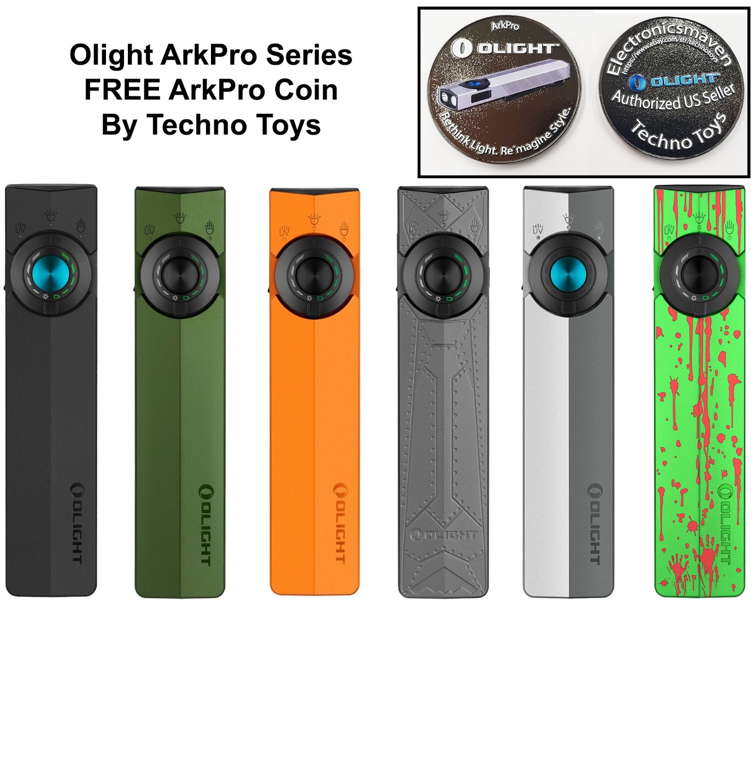 Olight ArkPro Class 3R Flashlight, 1500 L, 4 Lights, 7 Configurations, FREE Coin