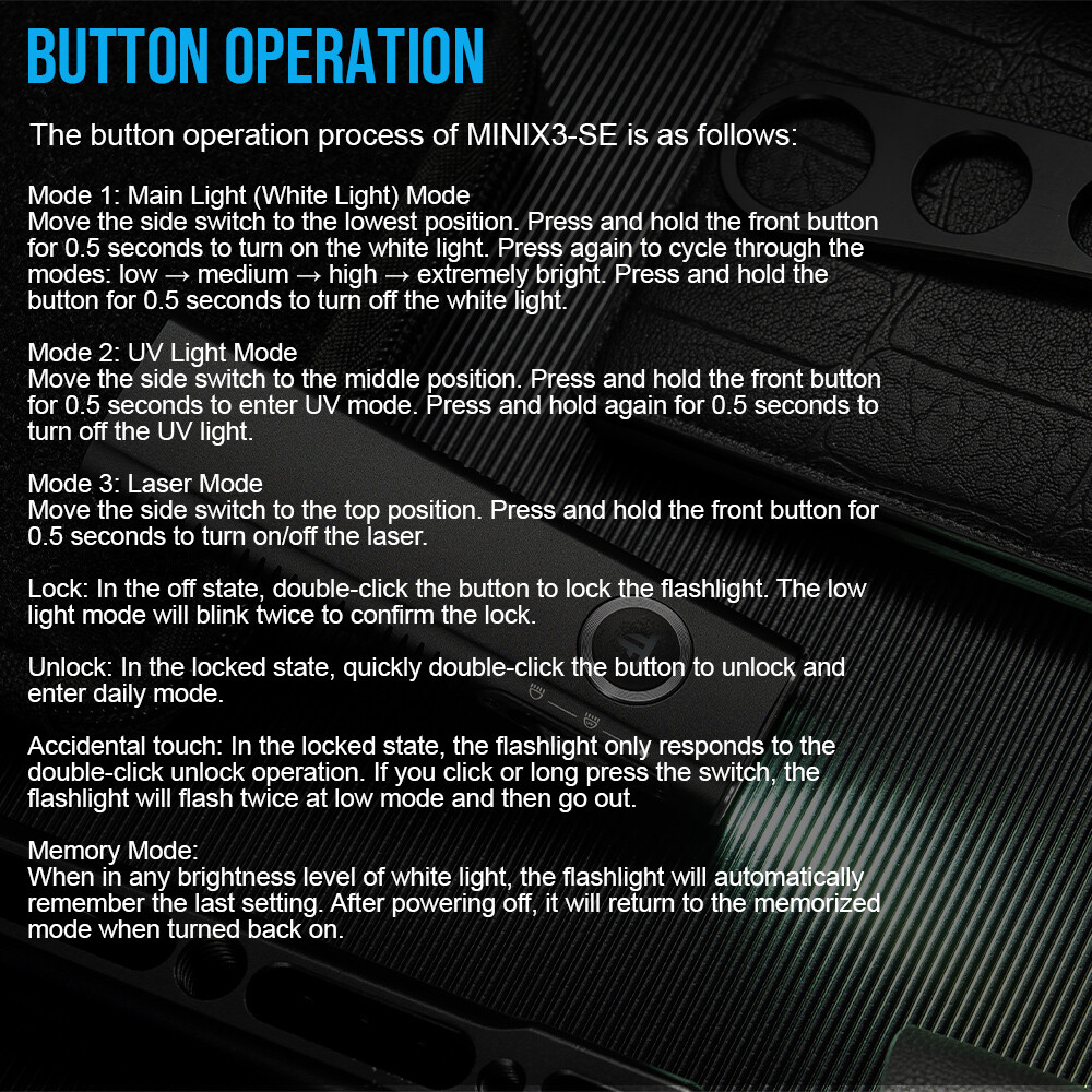 TrustFire MINIX3-SE 1200LM EDC Flashlight UV light & Laser Magnetic Rechargeable