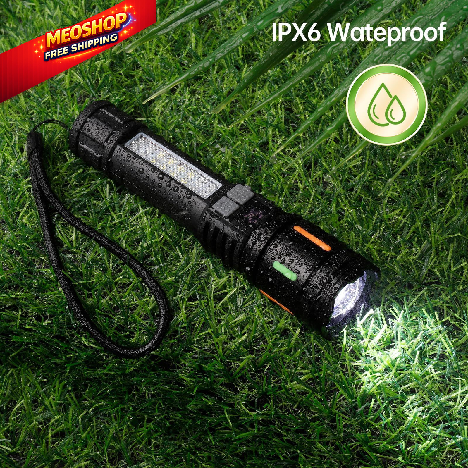 Rechargeable Flashlights High Lumens 900,000L (2 Packs), 5 M – 2 Pack, Black