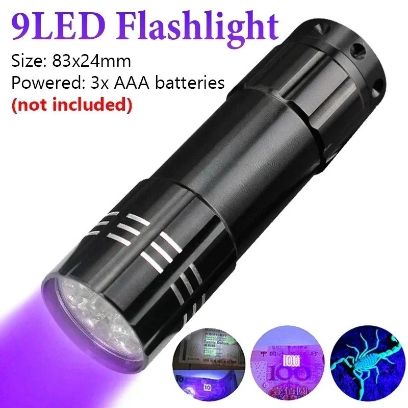 2Pcs UV Ultraviolet Flashlight Black Light 395nm 365nm Detector Urine Pet Stains
