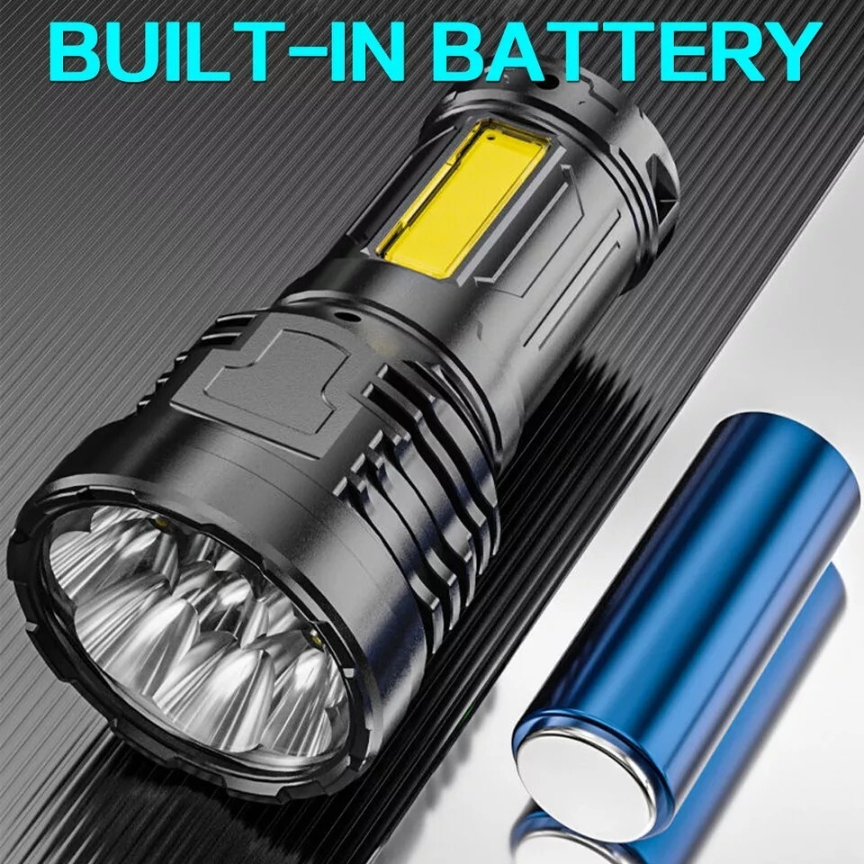 Super Bright 12000000LM 8 LED Flashlight USB Rechargeable Tactical lights Lot