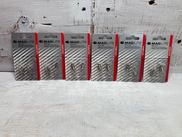 Lot Of 12 (6-2packs) Maglite 5 Cell C & D Maglite Bulb White Star LWSA501