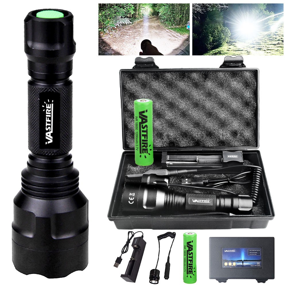 1000LM White LED Flashlight Torch 1 Mode Hiking Lamp Sport Light + TAC Switch US