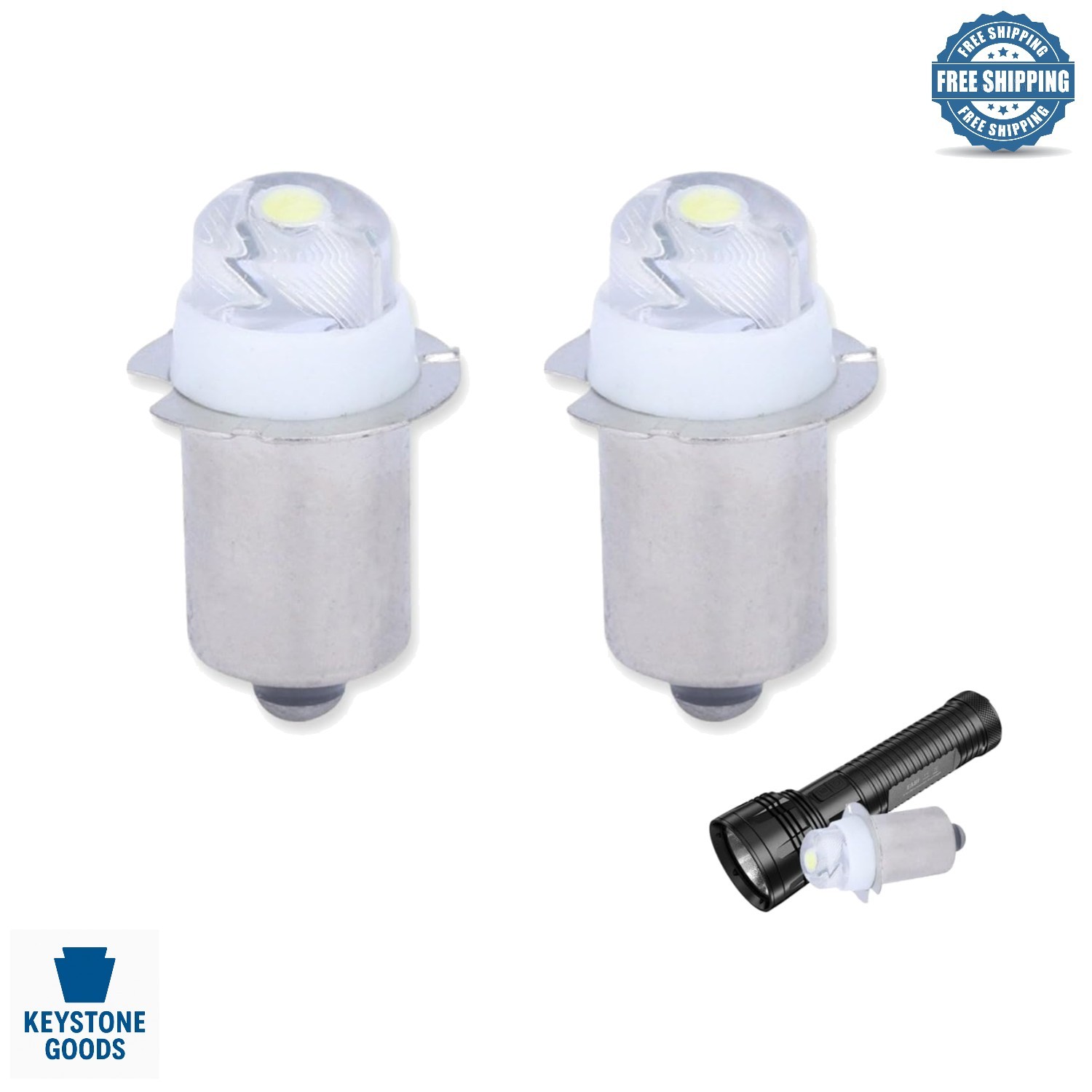 2-Pack 3V LED Flashlight Bulbs, 30 Lumens, Long-Lasting Replacement for Torch…